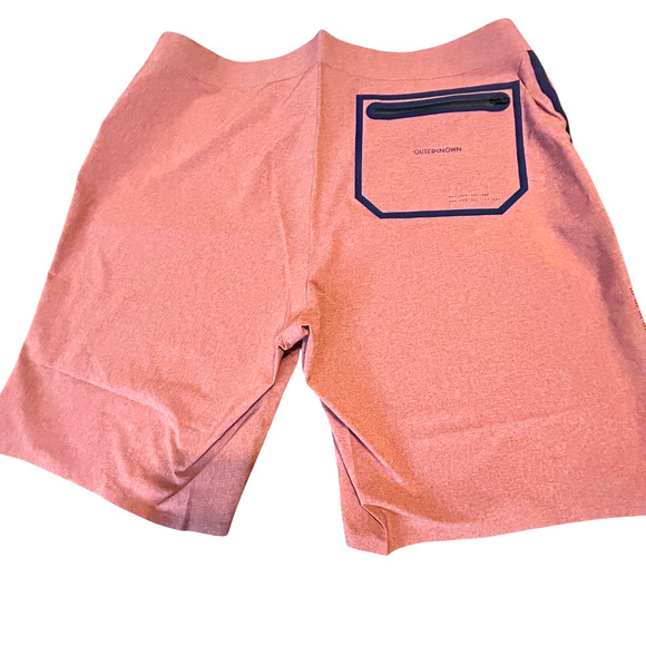 Outerknown Apex Swim Trunks Kelly Slater Mens 36 Red Salmon Performance Surfer - Picture 2 of 10